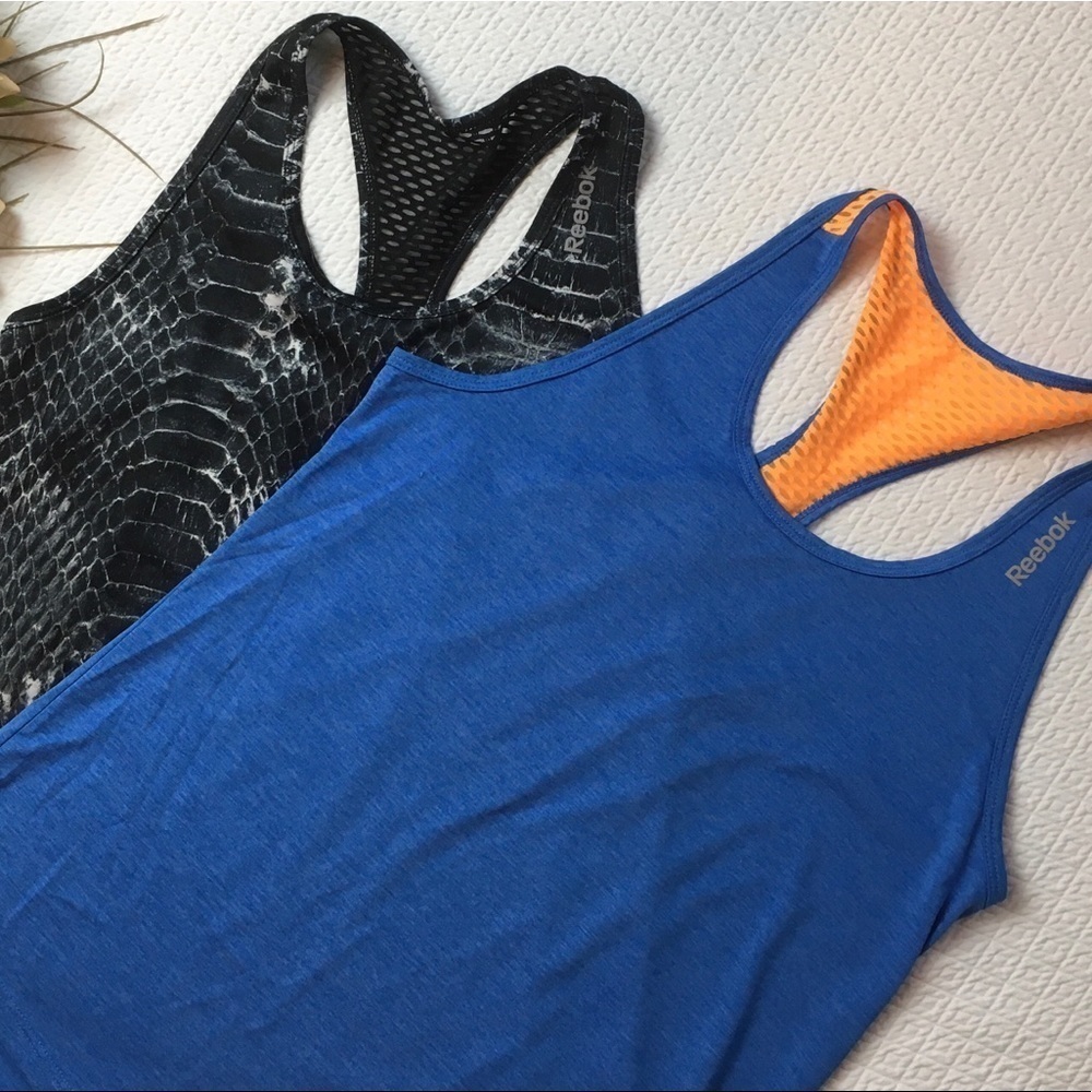 Reebok Two Racerback Running Lightweight Tank Tops Size Small